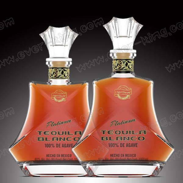 Quality 750ML New Design Tequila Glass Bottle With Glass Lid for sale