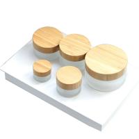 china 50ml / 1.7oz Frosted Glass Cosmetic Cream Jar With Bamboo Lids