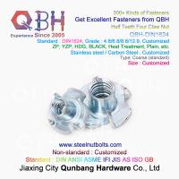 China QBH M4-M10 DIN1624 Blue White  Yellow Zinc Plated Carbon Steel Half Teeth Four Claw T Nuts for sale
