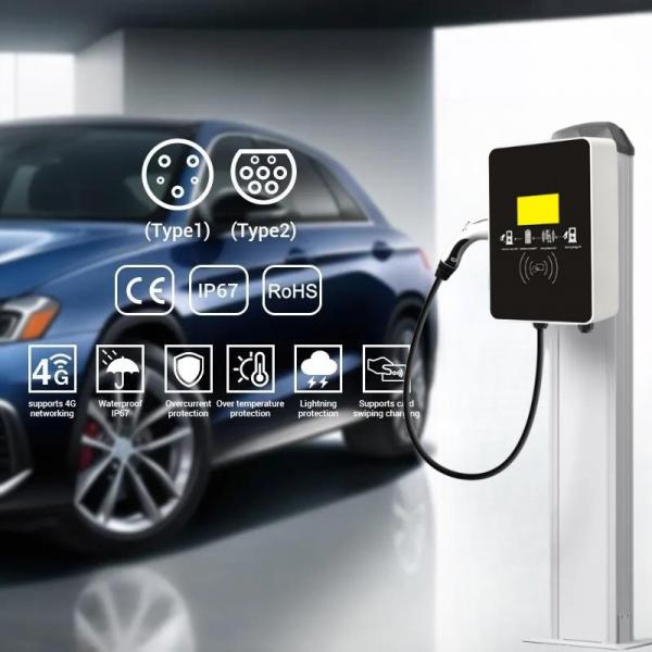 Quality Single Gun 11kw 22kw Electric Car Wall Box Home Charger Overcurrent Protection for sale