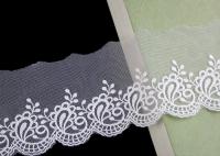 China Nylon Mesh Cotton Embroidery Lace Trim With Floral Design Scalloped Edge No Azo factory