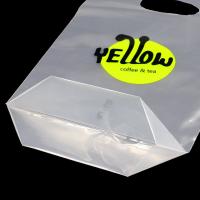 China plastic die cut handle for coffee milk tea drinking juice take-out poly packaging bag factory