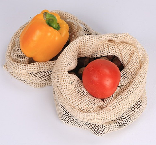 Quality Cream White Cotton Mesh Reusable Mesh Produce Bags With Multi Size Choice for sale