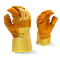 China Yellow 35cm 40cm Leather Palm Work Gloves Impact Resistant Thornproof factory