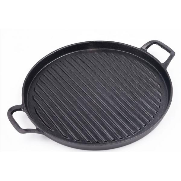 Quality BBQ Cast Iron Round Griddle Pan With Ridge 24/28/30cm Multifunctional: for sale