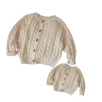 China Mommy And Me Chunky Knitted Sweater Cardigan Cotton Thick Winter Hand Knit Button Down Sweater factory