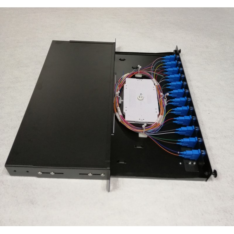 1U 19 inch Rack Mounted Fiber Optic 24 Port Sliding Patch Panel with SC ...