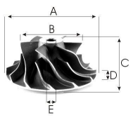 K16  5324-123-2032  Turbo compressor wheel 53169707021 53169707022   for Mercedes Benz Truck /Bus