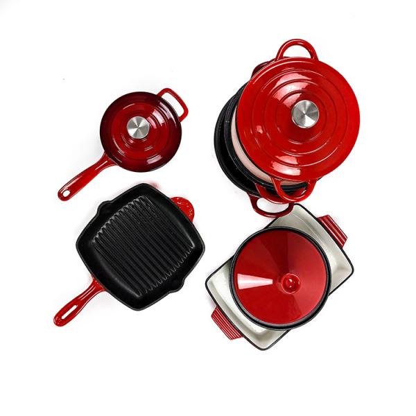 Quality 7 Piece Cast Iron Cookware Sets Enameled For Indoor And Outdoor for sale
