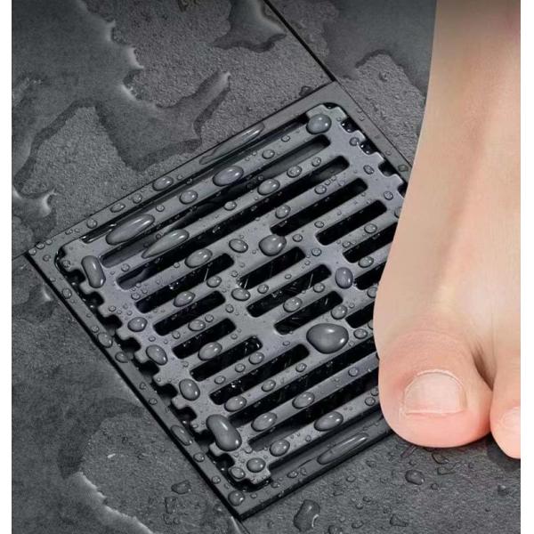 Quality Matte Black Shower Floor Drain 4 Inch With Stainless Steel Material for sale
