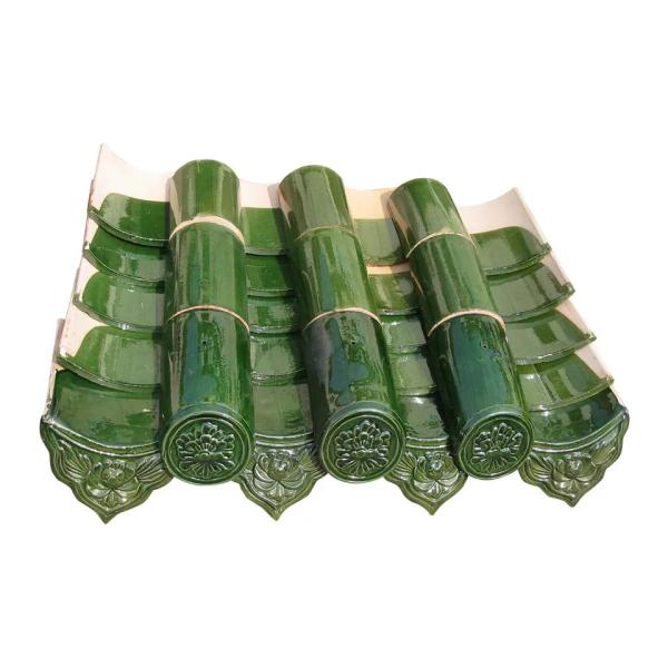 Quality Waterproof Chinese Temple Roof Tiles , Green Ceramic Roof Tiles for sale