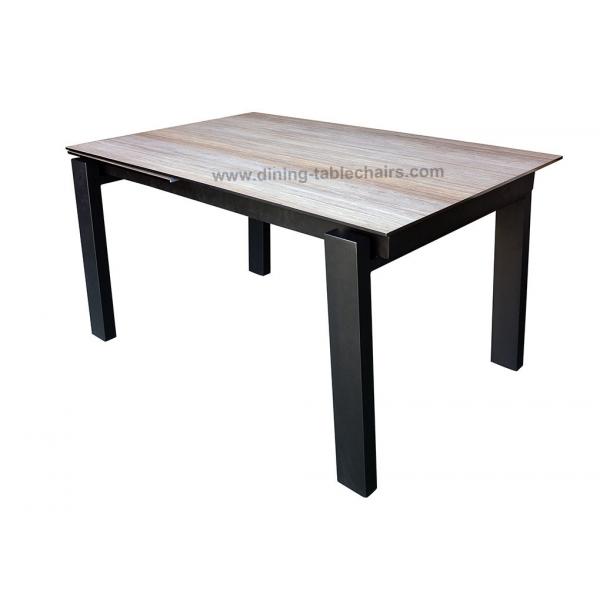 Quality Tempered Glass Square Extension Dining Table 2 Meter HPL Topped Steel Frame for sale