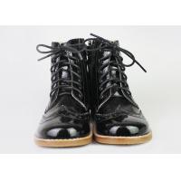 China Waterproof Zipper Patent Leather Baby Walking Shoes Anti Slippery Autumn / Winter factory