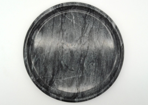 Quality Hotel Natural Round Marble Serving Tray Black Polished Environment Friendly for sale