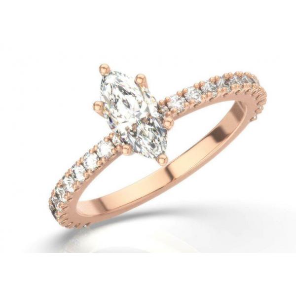 Quality D VS1 18K Rose Gold Ring 2CT Weight Marquise Cut for Engagement for sale