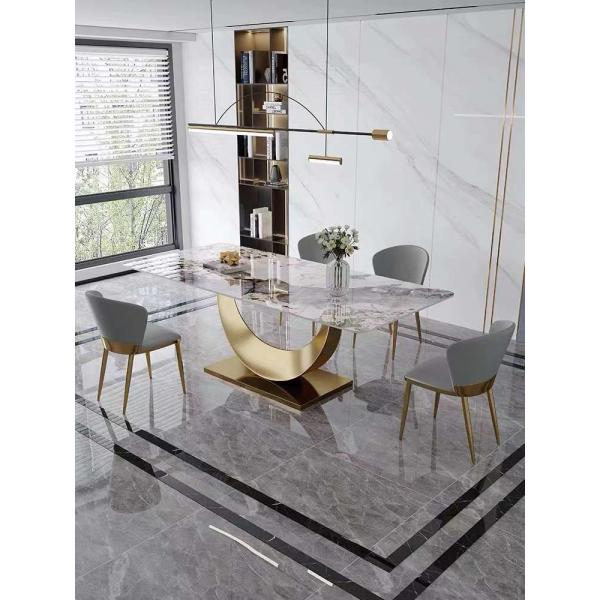 Quality Modern Rectangular Dining Table Chair Sets Nordic Marble Top Dining Set for sale