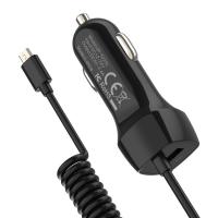 China OEM 5V 3.4A Mobile Phone Car Charger With Spring Coiled Cable factory