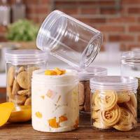 China 400ml 500ml Candy Cookie Empty Pet Plastic Food Container Jar With Alu Lids for sale