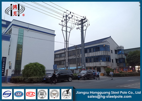 Quality 9m 30ft Power Transmission Poles Bitumen Painted 69kv Electric Steel Pole for sale