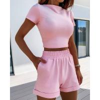 China Solid Color Sexy Sports Outfits Tight Sexy Fashion Leisure Sports Suit Woman factory