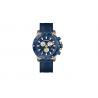 China Mens 316L  Stainless Steel Chronograph Watch  Leather Strap Black & Blue Case Bezel factory
