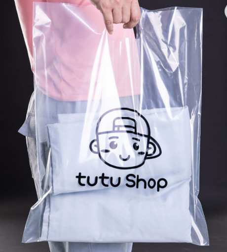 Quality PE Shopping Single Layer Laminated Packaging Bags Transparent Plastic Bag With for sale