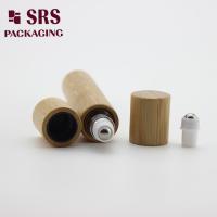 China 15ml luxury real bamboo serum bottle with glass inner bottle roll on metal ball factory