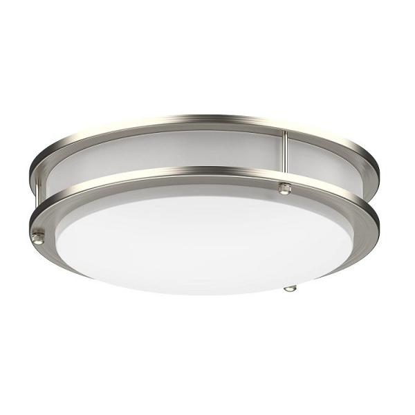 Quality Brush Nickel Ceiling 14 LED Flush Mount Light Fixture 5CCT 25w Double Ring for sale