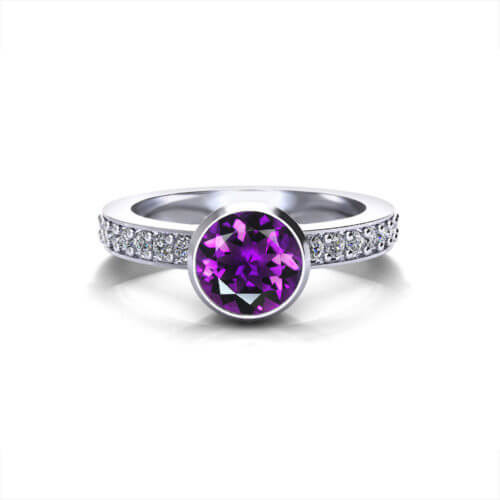 Quality Amethyst Filigree Ring    Slightly Stones  With 4K White Gold, Amethyst .20cttw for sale