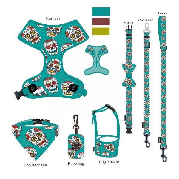 Quality Sublimation Patterns Multicolor Dog Harness Bandana Sets With Metal Hook for sale