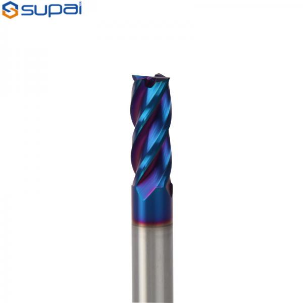 Quality Naco Blue Coated HRC65 Square End Mill Tungsten Carbide End Mill For High Temperature Titanium Alloy for sale