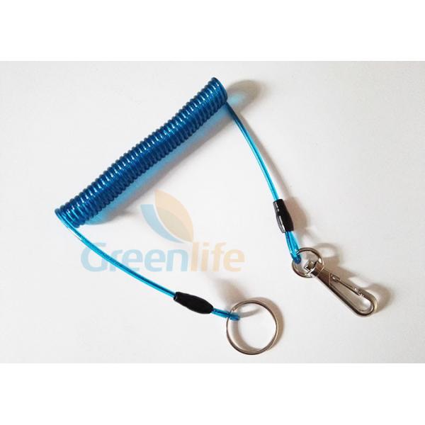Quality Transparent coiled security tethers , Snap Hook Split Ring quick release lanyard for sale