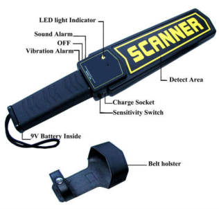 China High Sensitivity Hand Held Security Detector , Metal Detector Scanner For Airport factory