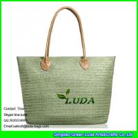 China LUDA green handbags promotion lady paper straw bags handbags women factory