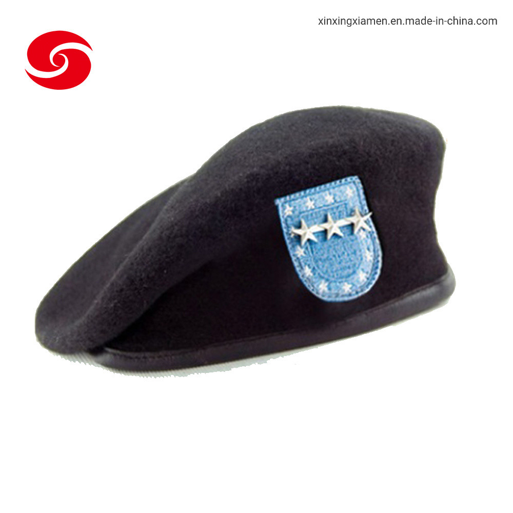 China Wool Military Beret Cap With Embroidery Emblem Cusomize Color factory