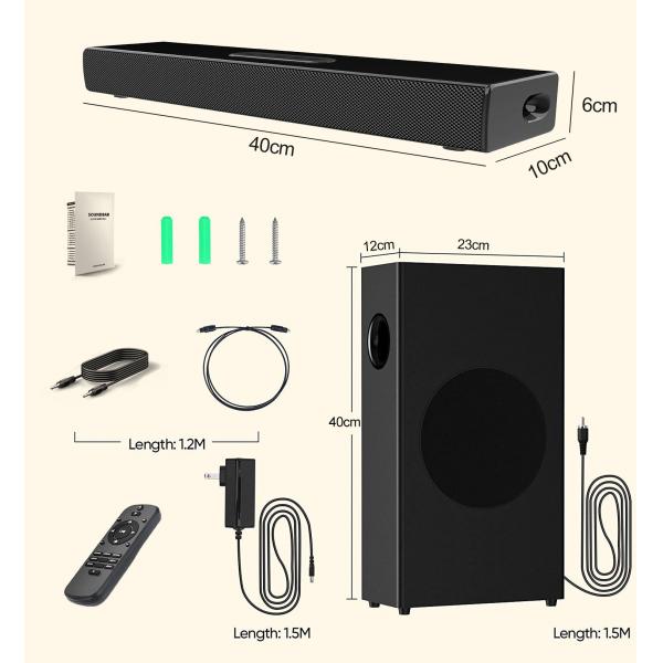 Quality Home Entertainment 5.0 Bluetooth Soundbar With Subwoofer 50Hz-20KHz Audio for sale