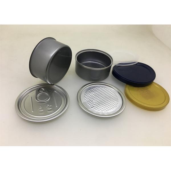Quality 65 x 29mm 80ML Cannabis Tinplate Cans With Easy Open End And Plastic Lid For Hemp Packaging for sale