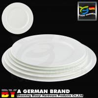 China LD Bone Simple Dining Porcelain Dinnerware Pure White Color Flat Surface Slightly Sloping Edges for sale