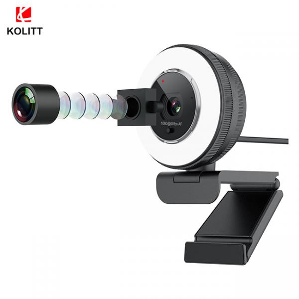 Quality HD 1080p 60fps USB Camera With Ring Light / Remote Control Built In Privacy Cover for sale
