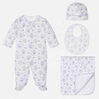 China Newborn gift set organic cotton infant toddler rompers / hat / bib / blanket 4pcs baby clothing sets for 0-24m for sale