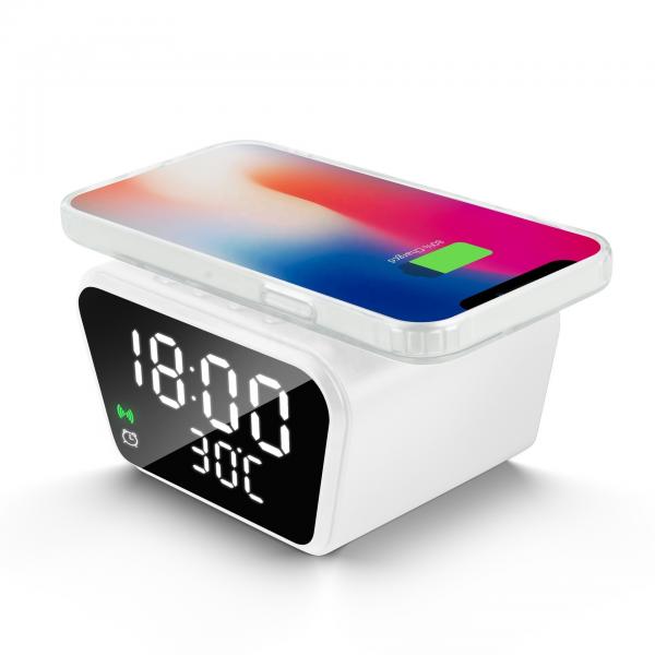 Quality ROHS Certified Qi Wireless Charger Clock Alarm 253g With Fast Charging for sale