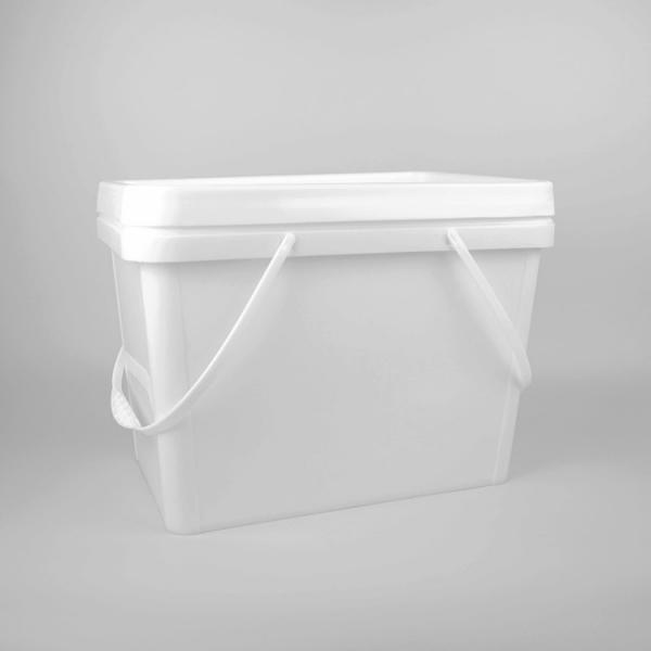 Quality White PP 20L 5 Gallon Square Plastic Buckets With Seal Lid for sale
