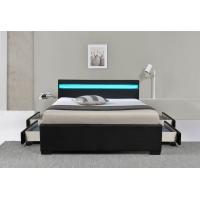 China Pu Faux Leather LED Upholstered Bed With Storage Drawer 12 Months Warranty factory