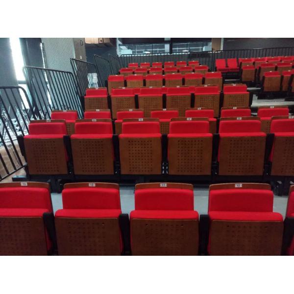 Quality Red Wooden Armrest Automatic Bleachers / Fold Up Bleacher Seats H260mm Step for sale