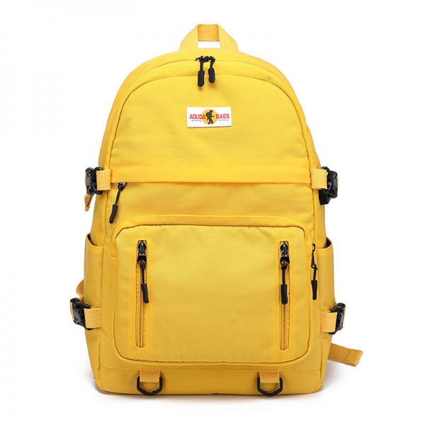 Quality Unisex Yellow Soft Nylon Backpack With Top Handle Zipper Closure for sale