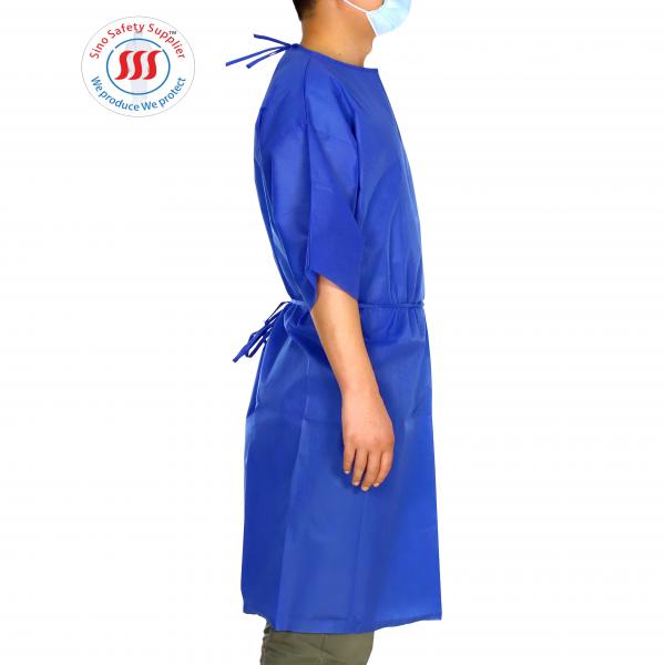 Quality Lightweight 35gsm PP Disposable Gown Contact Isolation Lab Gown for sale