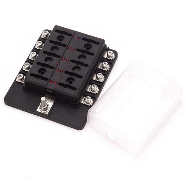 Quality 100A Input 30A Output 10P Blade Fuse Holder 10 Way ATO Fuse Block with Stickers for sale