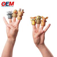 China Customized Plastic Animal Dinosaur Finger Toys OEM Woodland Character Finger Puppets Made Silicone Kid Toy factory