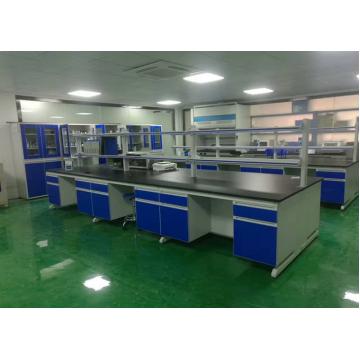 Quality Chemical Wood Lab Furniture , Laboratory Island Bench With Reagent Shelf for sale