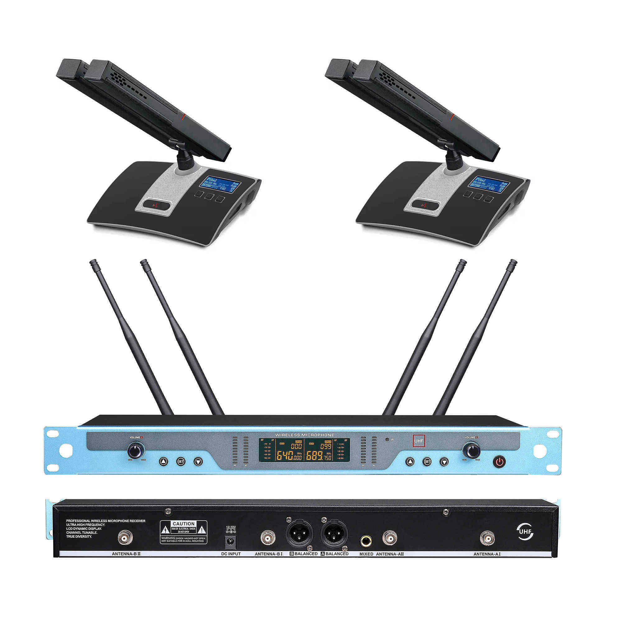 China 80Hz - 16KHz UHF Wireless Microphone System Universal Cordless Microphone Set For Broadcast factory